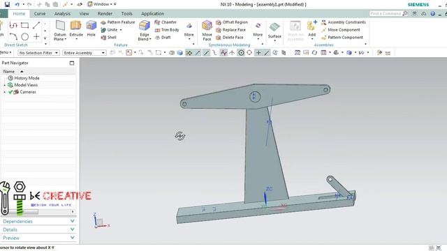 Unigraphics NX | Crank and lever mechanism | Beam engine mechanism | Design & Animation смотреть онлайн