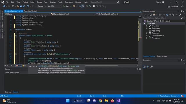 How to create gradient panel in windows form C# ? смотреть онлайн
