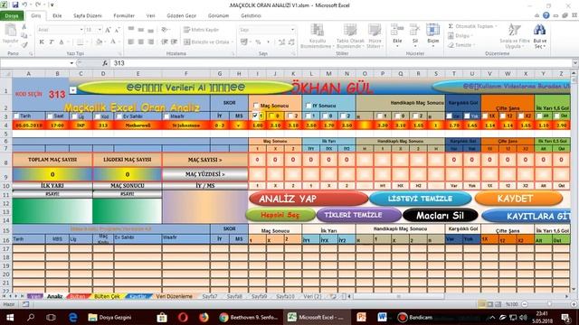 MAÇKOLİK 135000 ADET MAÇ ARŞİVİ BULUNAN ORAN ANALİZ EXCEL PROĞRAMI ANALİZLERİ OTOMATİK OLARAK YAPIY смотреть онлайн