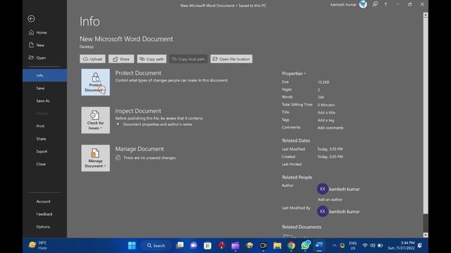 How to Password Protect Microsoft Office Word in Windows 11 or 10? смотреть онлайн