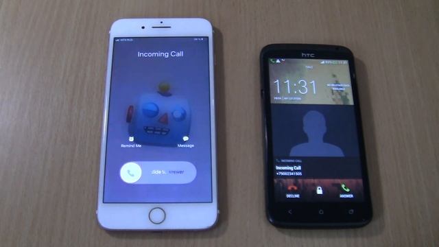 Double Incoming call at the Same Time Iphone 7 plus Gold+HTC One X смотреть онлайн