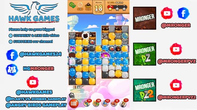 Angry Birds Blast Level 779 - 3 Stars Walkthrough, No Boosters смотреть онлайн