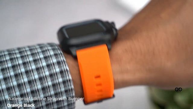 Orange Black Waterproof silicone strap with bumper for Apple Watch 40/44/45mm смотреть онлайн