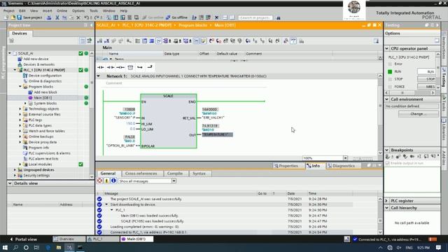 TIA Portal V16 Scaling Analog INPUT and test with real PLC S7-300 смотреть онлайн