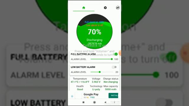 how to set battery alarm full and low battery alarm in Android смотреть онлайн