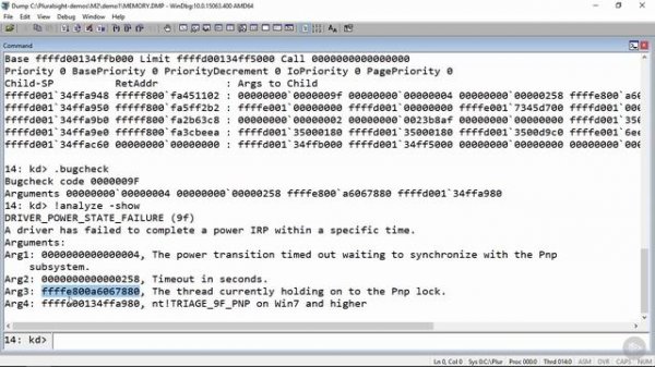 11 Demo 1 Stop 0x9f DRIVER POWER STATE FAILURE
