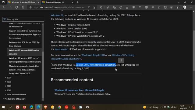 Windows 10 20H2 is now no longer supported as of May 10, 2022 смотреть онлайн