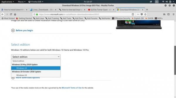 Download Windows 10 ISO in Kali Linux 2019