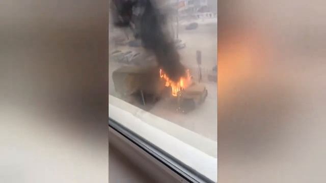 Горит грузовой автомобиль "КРАЗ" г.Советский 24.01.2018.г смотреть онлайн