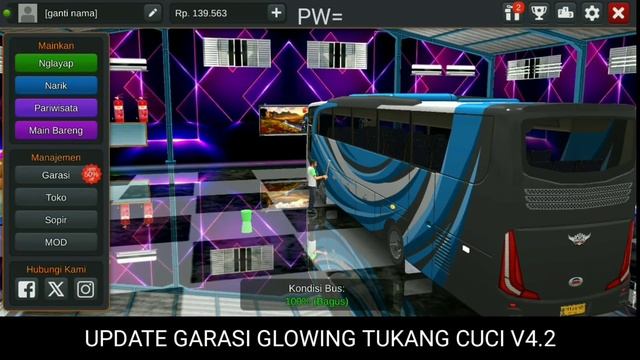 KODENAME GARASI BUSSID V4.2‼️ GARASI GLOWING‼️ ANIMASI TUKANG CUCI BUSSID 🇮🇩