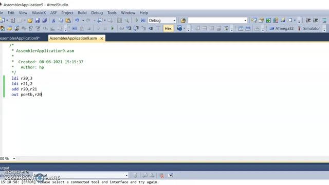 microcontroller experiment-assembly program to find addition and subtraction using Atmel studio смотреть онлайн