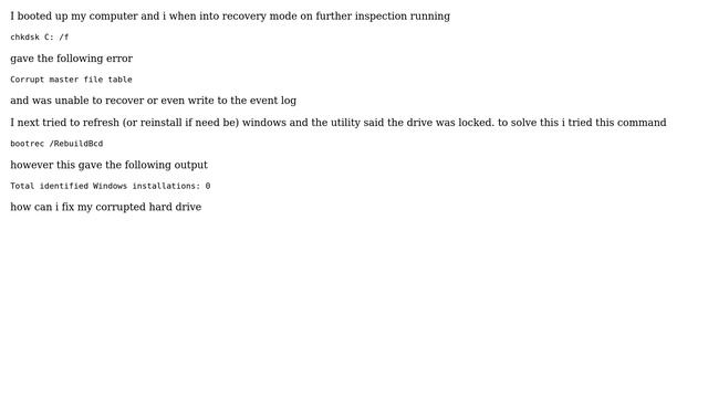 chkdsk Corrupt master file table смотреть онлайн
