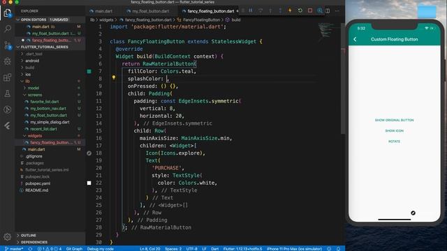 Flutter Tutorial Series | Custom Widgets | Custom vs Build in Floating Action button смотреть онлайн