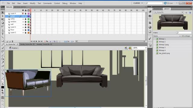 How to Draw 3D Settings of a Living Room in Flash смотреть онлайн