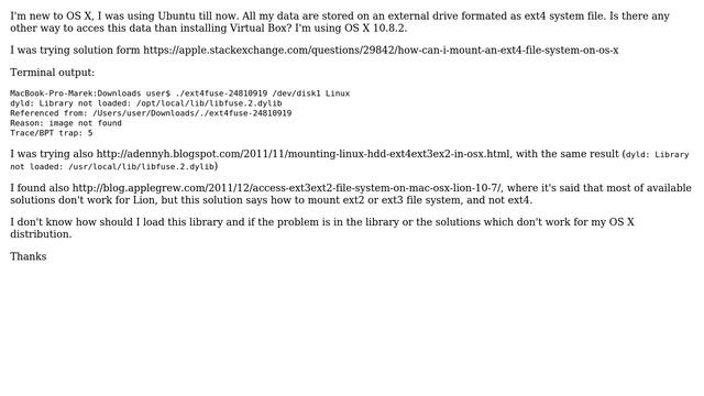 Apple: How to mount ext4 partition on OS X 10.8.2? смотреть онлайн