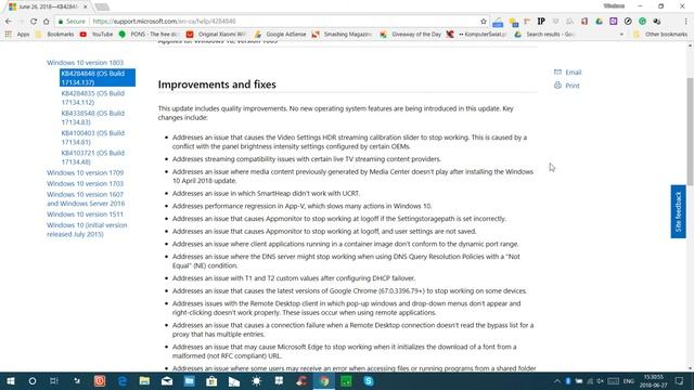 Another cumulative update for Windows 10 version 1803 - June 2018 смотреть онлайн