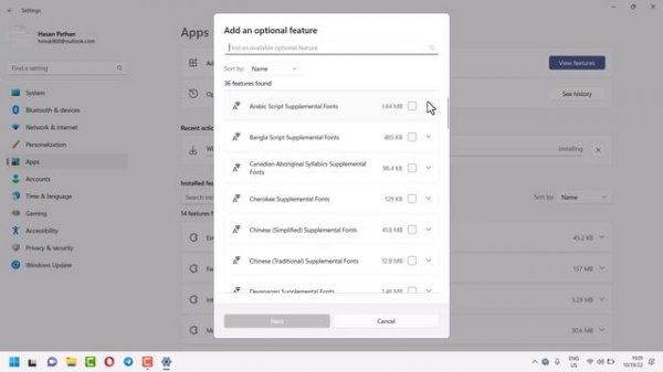 How to install and activate the Windows 11 Arabic Script Supplemental Fonts feature