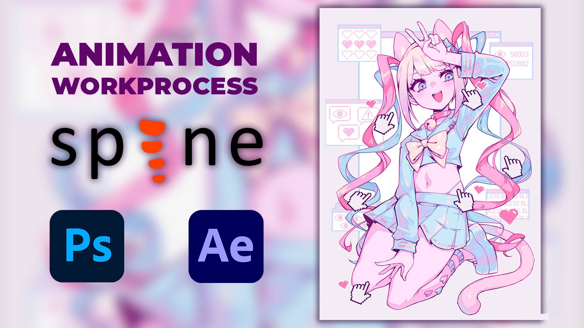 SPINE2D Animation Workprocess | Cute Girl | Spine2D + Photoshop +AfterEffects