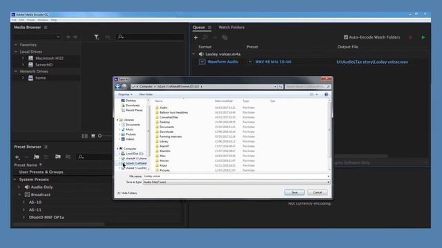 Converting to WAV, in Adobe Media Encoder смотреть онлайн