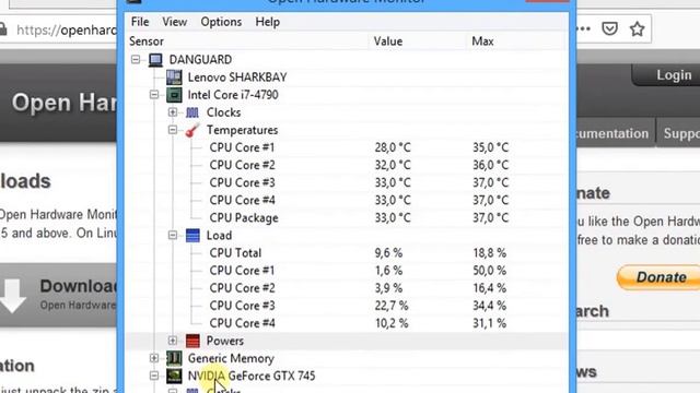 Controllare le temperature del sistema con Open Hardware Monitor смотреть онлайн