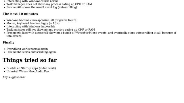 WavesSvc64.exe causing Dell XPS 9570 with Windows 10 Insider to freeze after startup смотреть онлайн