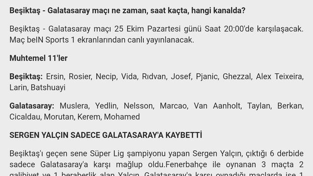 Beşiktaş - Galatasaray maçı ne zaman, hangi kanalda, saat kaçta? смотреть онлайн