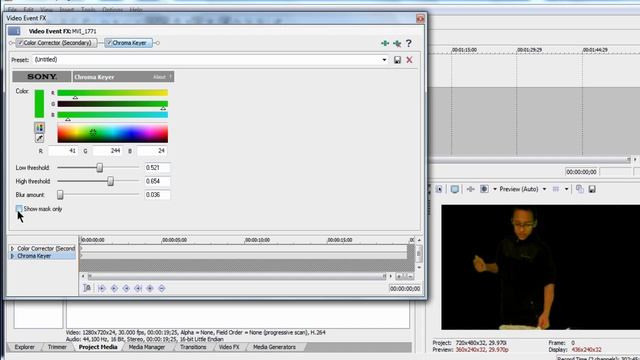how to Use the "ChromaKey" feature (Green Screen) in Sony Vegas 7 смотреть онлайн