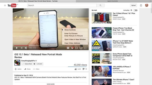 How to use YouTube Picture in Picture on MacOS Sierra смотреть онлайн