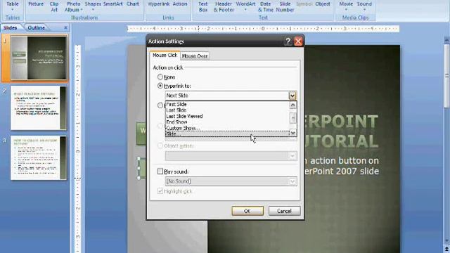 How to create an Action button in Powerpoint 2007 смотреть онлайн