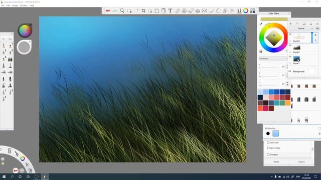 SketchBook Pro 8.7.1. let's create a grass brush and try to draw something with it! смотреть онлайн