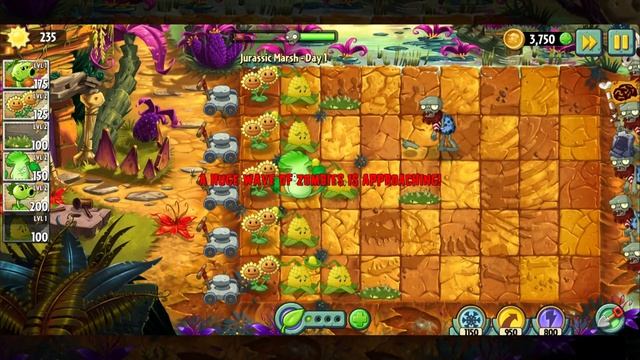 Jurassic Marsh - Day 1 Gameplay - Plants vs Zombies 2 смотреть онлайн