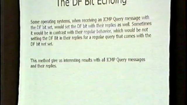 Black Hat Windows 2001 - Active & Passive Fingerprinting Microsoft Op. Syst. Using ICMP Protocol смотреть онлайн