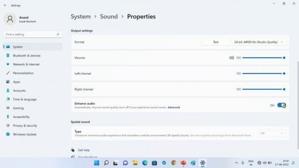 Enable Audio Enhancement on Windows 11