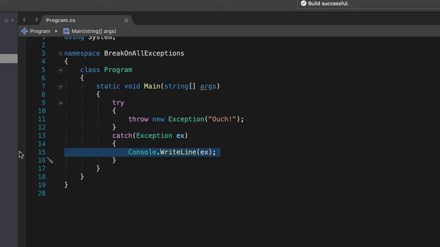 Visual Studio Mac: How To Break on All Exceptions смотреть онлайн