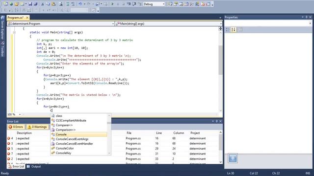 Determinant of 3 x 3 Matrix c#.net смотреть онлайн
