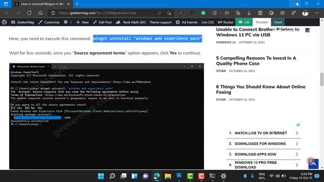 How to Uninstall and Reinstall Widgets app in Windows 11 смотреть онлайн