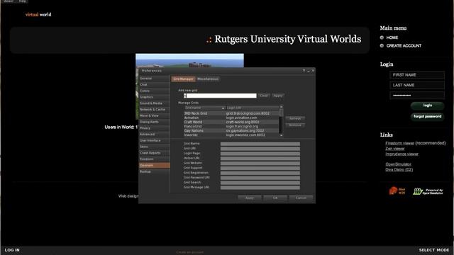 Configure Firestorm Viewer for Rutgers University OpenSim смотреть онлайн