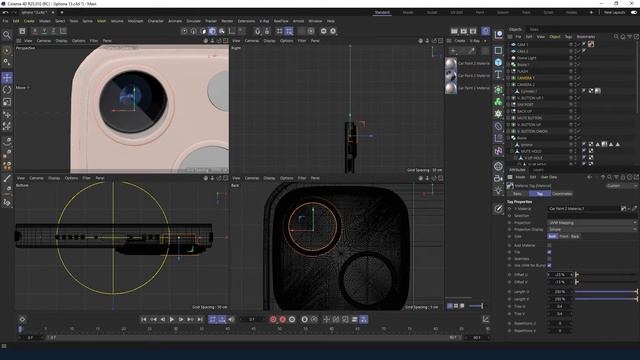 A simple way to model iPhone 13 in Cinema4D Part 2 смотреть онлайн