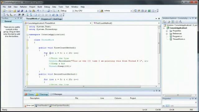 How to Create a Multi Threading Application C# C Sharp Visual Studio 2010 смотреть онлайн