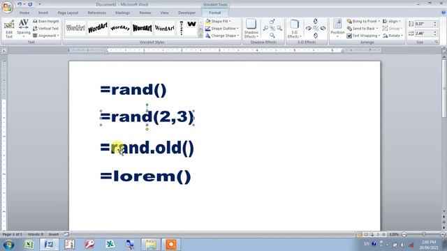 rand() | rand() in word | rand.old() in word | ms word | Computer solution | aamir смотреть онлайн