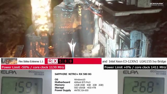 RX 580 Power Limit -50% vs. RX 580 Power Limit +0% | Fire Strike Extreme 1.1 смотреть онлайн