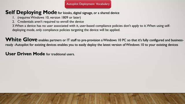 Windows Autopilot options Self Deploying white glove and user driver mode смотреть онлайн