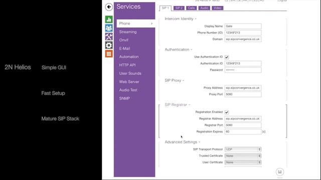 2N Helios Verso SIP Client Setup смотреть онлайн