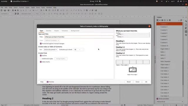 How to create a table of contents quickly, using the defaults (LibreOffice Writer) смотреть онлайн