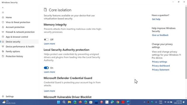 Why is Memority Integrity off in Core Isolation in Windows Security app смотреть онлайн
