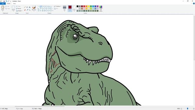Drawing Tyrannosaurus rex from Jurassic Park in MS Paint | How to draw a Dinosaur смотреть онлайн