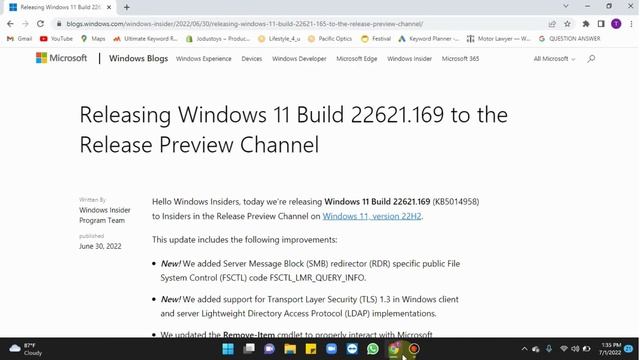 Windows 11 Build 22621.169 KB5014958 for Release Preview adds support for TLS 1.3 смотреть онлайн