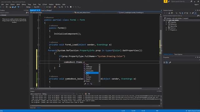 C# ComboBox İçine Tüm Renkleri Doldurma & Form Rengi Değiştirme смотреть онлайн