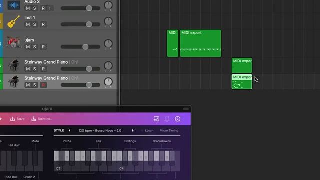 uJam in Logic Pro, midi drag issue in Virtual drummer. смотреть онлайн