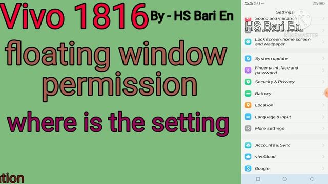 where is floating window permission in Vivo 1816 mobile phone смотреть онлайн